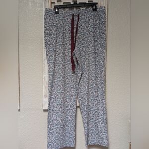 Lands End Ditzy Floral Pajama Pants Lounge Women’s M 10-12 pull on comfy soft
